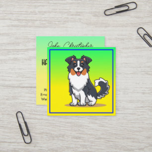 Cute Australian Shepherd-23144 Square Business Card