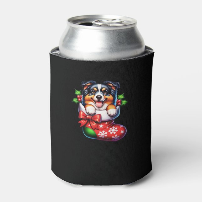 Cute Australian Shepherd Christmas Stocking Classi Can Cooler (Can Front)