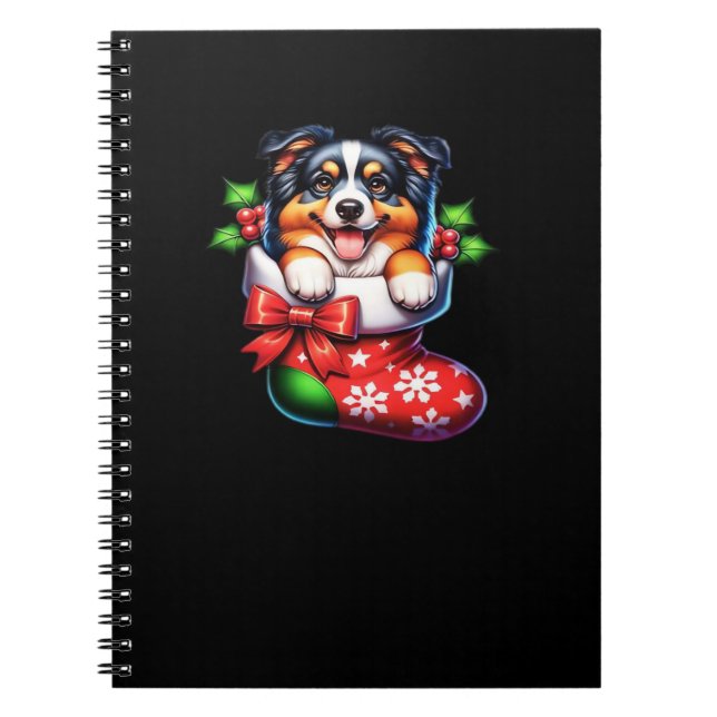 Cute Australian Shepherd Christmas Stocking Classi Notebook (Front)