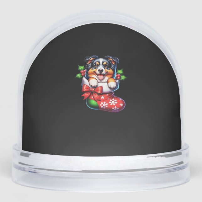 Cute Australian Shepherd Christmas Stocking Classi Snowglobe (Front)