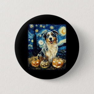 Cute Australian Shepherd Dog Halloween Jack O Lant 6 Cm Round Badge
