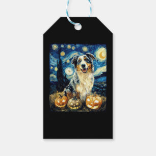 Cute Australian Shepherd Dog Halloween Jack O Lant Gift Tags