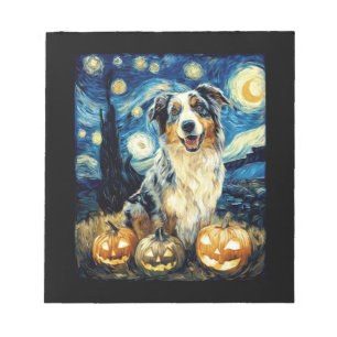 Cute Australian Shepherd Dog Halloween Jack O Lant Notepad