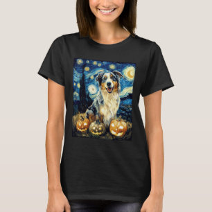 Cute Australian Shepherd Dog Halloween Jack O Lant T-Shirt