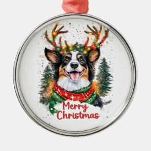 Cute Australian Shepherd Dog Metal Tree Decoration
