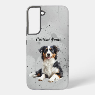 Cute Australian Shepherd Dog Pet Custom Name Samsung Galaxy Case