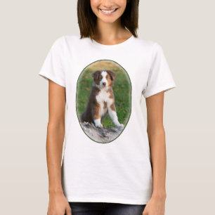 Cute Australian Shepherd Dog Puppy, Cotton T T-Shirt