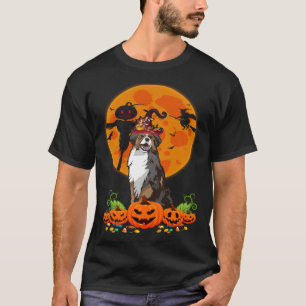 Cute Australian Shepherd Dog Witch Pumpkin Hallowe T-Shirt