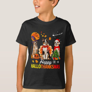 Cute Australian Shepherd Happy Hallothanksmas Xmas T-Shirt
