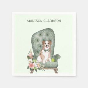 Cute Australian Shepherd on Chair Napkin