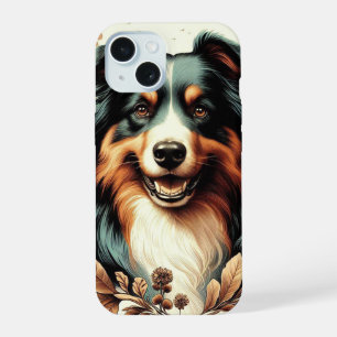 Cute Australian Shepherd Painting iPhone 15 Case