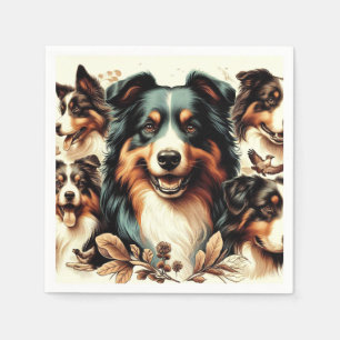 Cute Australian Shepherd Painting Napkin