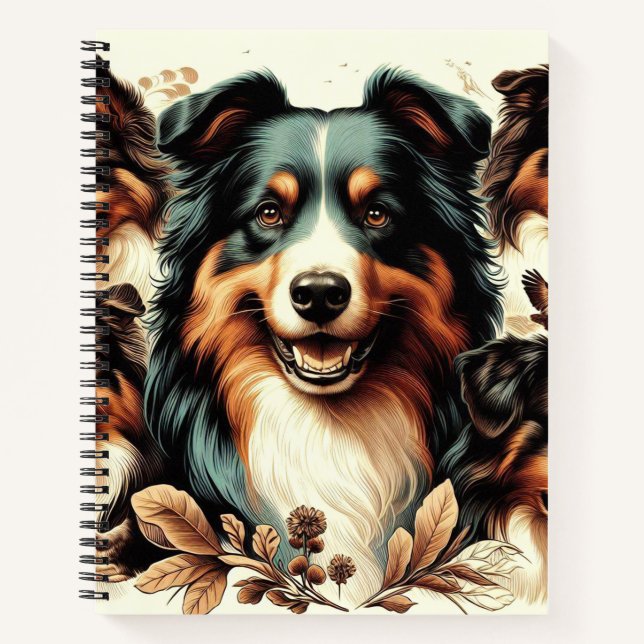 Cute Australian Shepherd Painting Notebook (Front)