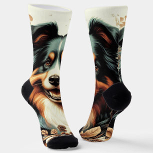 Cute Australian Shepherd Painting Socks
