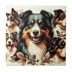 Cute Australian Shepherd Painting Tile