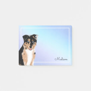 Cute Australian Shepherd Pastel Ombre Name Post-it Notes