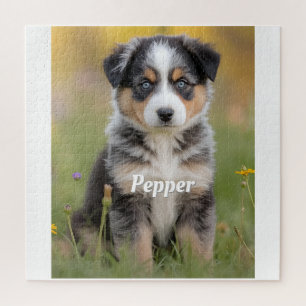 Cute Australian Shepherd Personalized Jigsaw Puzzle
