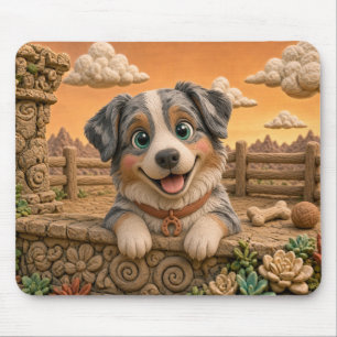 Cute Australian Shepherd Puppy, Baby Dog Mouse Mat