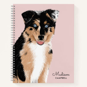 Cute Australian Shepherd Puppy Dog   Name   Blush Notebook