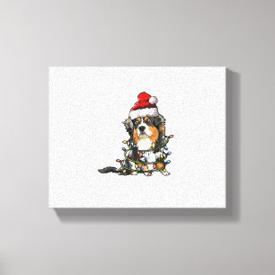 Cute Australian Shepherd Santa Christmas Tree Ligh Canvas Print