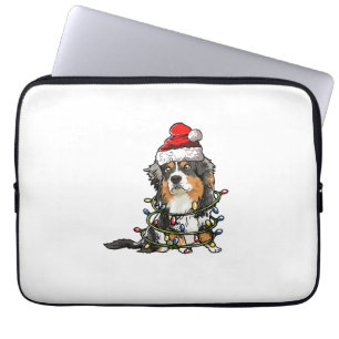 Cute Australian Shepherd Santa Christmas Tree Ligh Laptop Sleeve