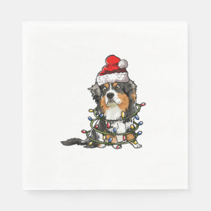 Cute Australian Shepherd Santa Christmas Tree Ligh Napkin