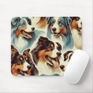 Cute Australian Shepherd Seamless Mouse Mat
