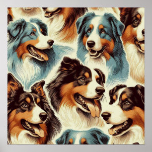 Cute Australian Shepherd Seamless Poster