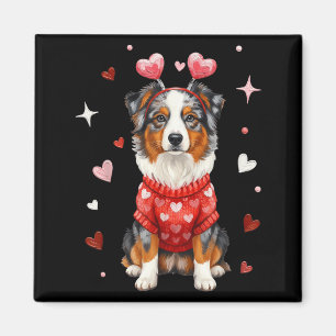 Cute Australian Shepherd Valentine Heart Valentine Magnet