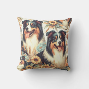 Cute Australian Shepherd Vintage Painting Cushion