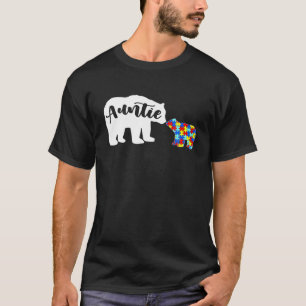 Cute Autism Awareness Auntie Bear Family Autistic T-Shirt