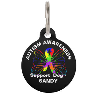 Cute Autism Awareness Dog Gift Personalised Pet Tag