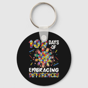 Cute Autism Awareness Embrace Differences 100 Days Key Ring
