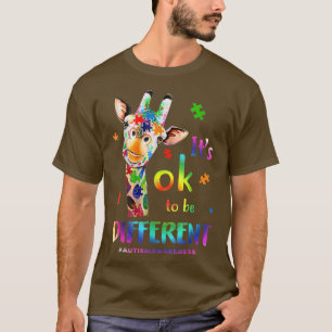Cute Autism Awareness Giraffe Animal It's Ok To Be T-Shirt