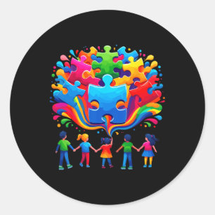 Cute Autism Awareness Puzzle Classic Round Sticker