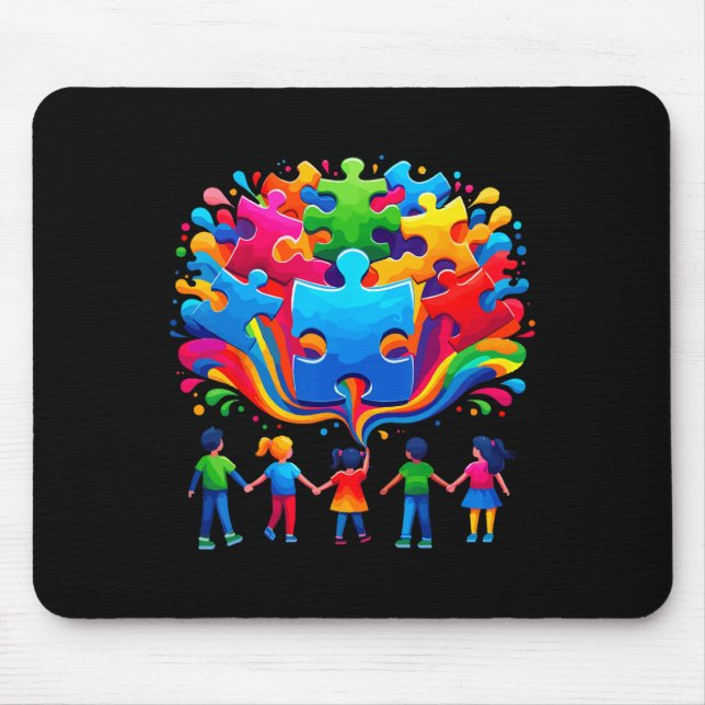 Cute Autism Awareness Puzzle  Mouse Mat (Front)