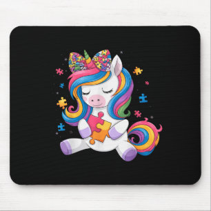 Cute Autism Awareness Toddler Girl Bow Unicorn Puz Mouse Mat