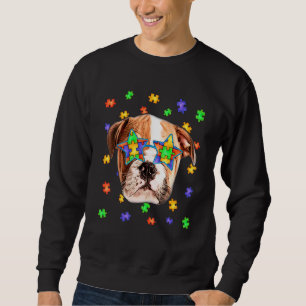 Cute Autism English Bulldog Dog Puzzle Sunglasses  Sweatshirt