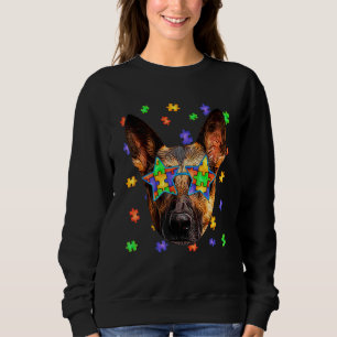 Cute Autism German Shepherd Dog Puzzle Sunglasses Sweatshirt