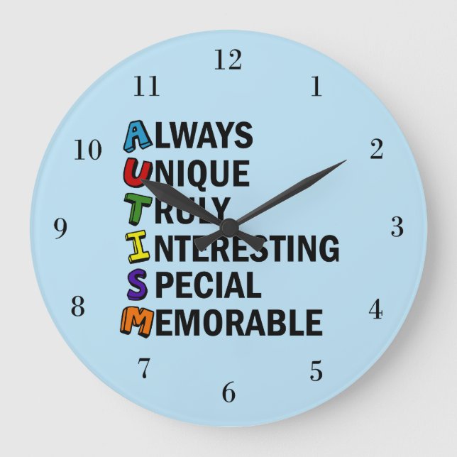 Cute Autism Pride Acrostic Large Clock (Front)