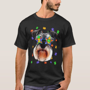 Cute Autism Schnauzer Dog Puzzle Sunglasses Pet Ow T-Shirt