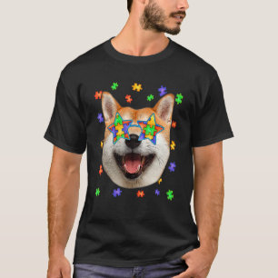 Cute Autism Shiba Inu Dog Puzzle Sunglasses Pet Ow T-Shirt