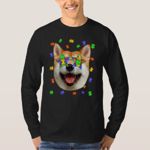 Cute Autism Shiba Inu Dog Puzzle Sunglasses Pet Ow T-Shirt