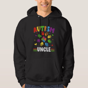 Cute Autism Uncle Colours Hands Puzzle Autism Awar Hoodie