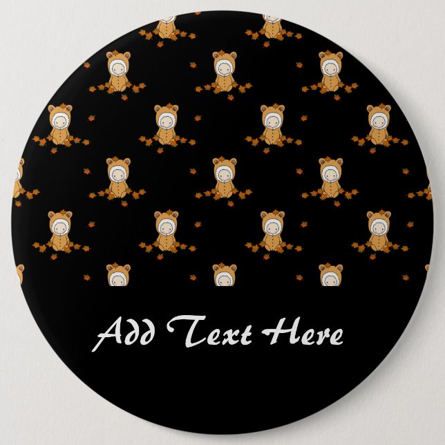 Cute Autumn Babies in Falling Leaves Pattern 6 Cm Round Badge (Front)