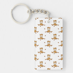 Cute Autumn Babies in Falling Leaves Pattern Key Ring