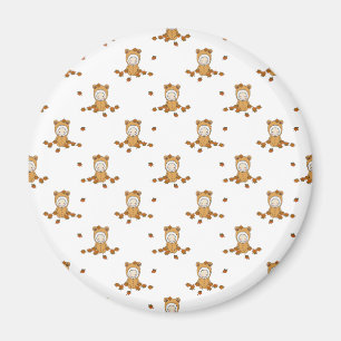 Cute Autumn Babies in Falling Leaves Pattern Magnet