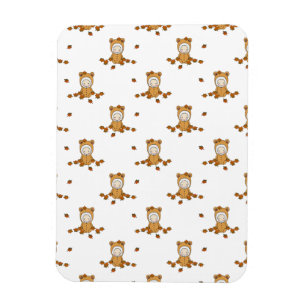 Cute Autumn Babies in Falling Leaves Pattern Magnet