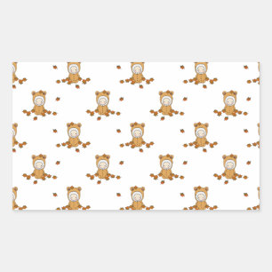 Cute Autumn Babies in Falling Leaves Pattern Rectangular Sticker