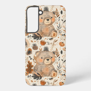 Cute Autumn Bear & Woodland Foliage Pattern Samsung Galaxy Case